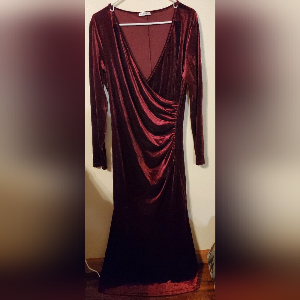 Burgundy Velvet Dress